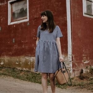 Tradlands Black and White Checkered Midi Dress